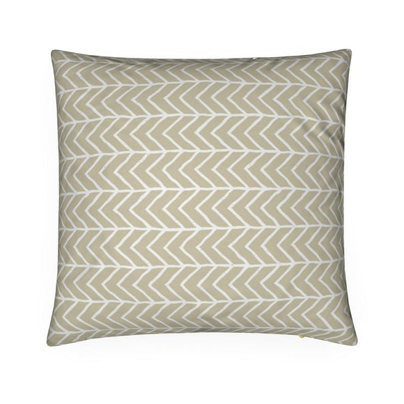 Luxury Herringbone Cushion - Ethnic Pattern - Taupe & White
