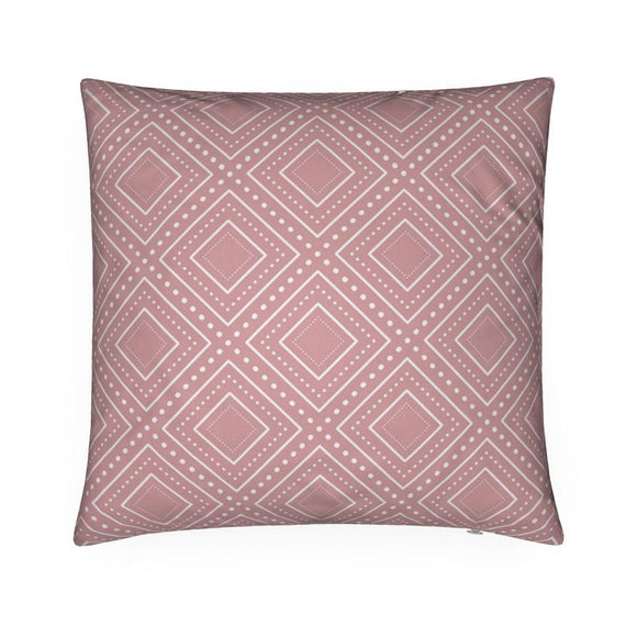 Luxury Twill Cushion – Tribal Diamond Pattern – White on Dust Pink