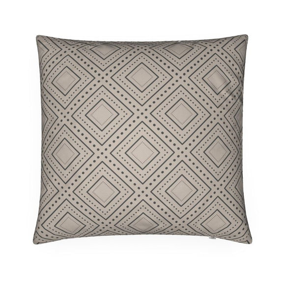 Luxury Twill Cushion – Tribal Diamond Pattern – Charcoal on Taupe