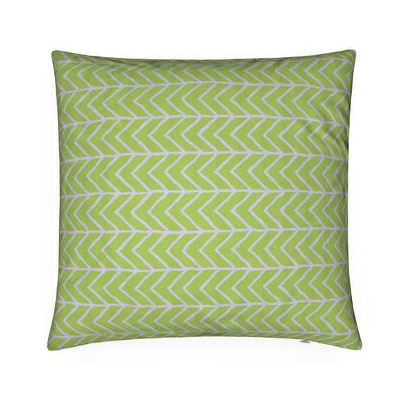 Luxury Herringbone Cushion - Ethnic Pattern - Green & White