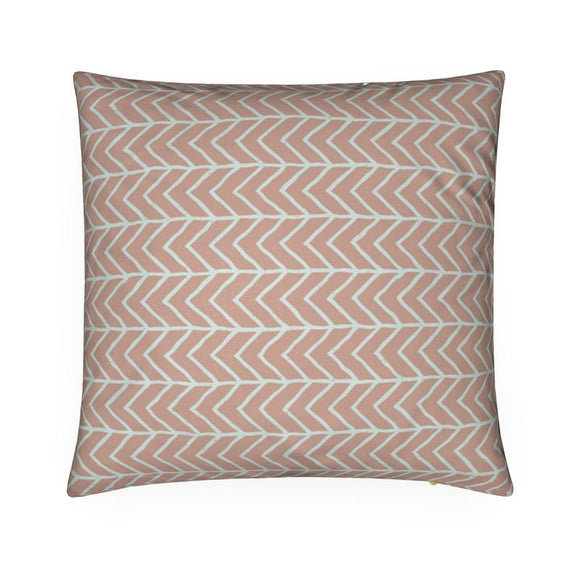 Luxury Herringbone Cushion - Ethnic Pattern - Pink & White