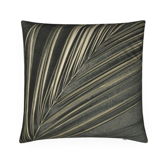Luxury Velvet Cushion - Metallic Leaf - Charcoal