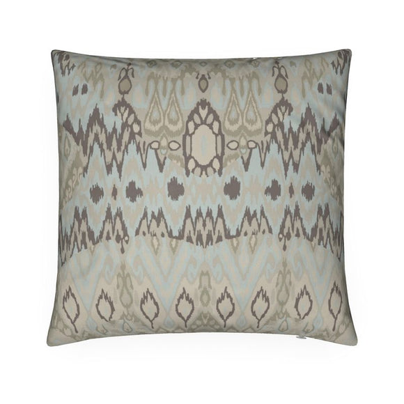 Luxury Velvet Cushion - Vintage Pattern - Ice Blue, Taupe & Charcoal