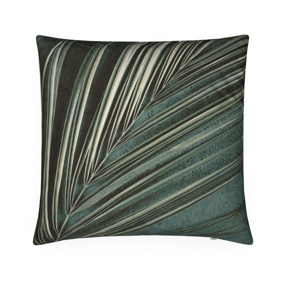 Luxury Velvet Cushion - Metallic Leaf - Teal & Platinum