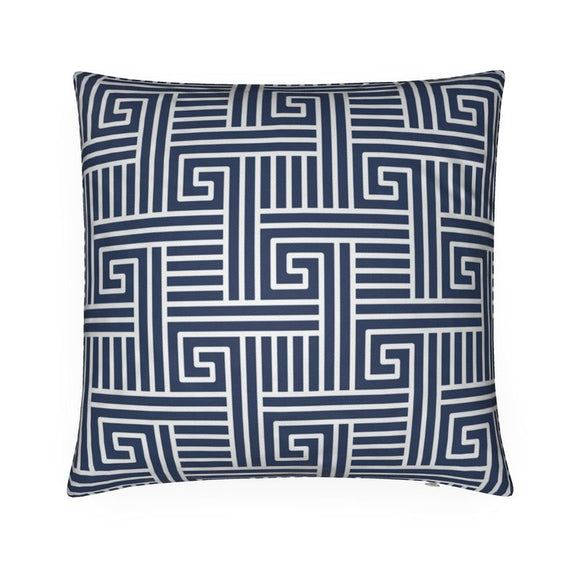 Luxury Twill Cushion – Kleidi Pattern – White on Navy