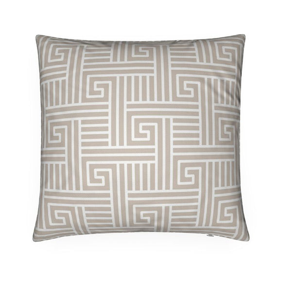 Luxury Twill Cushion – Kleidi Pattern – Taupe on White