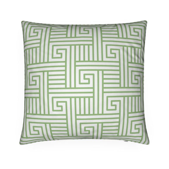 Luxury Twill Cushion – Kleidi Pattern – Sage Green on White