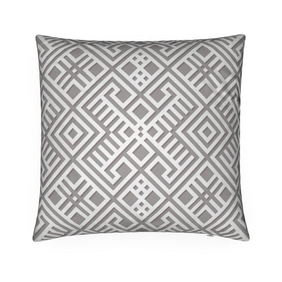 Luxury Twill Cushion – Aztec Pattern – White on Grey