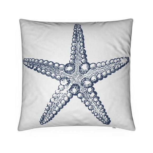 Luxury Twill Cushion – Starfish – Navy on White