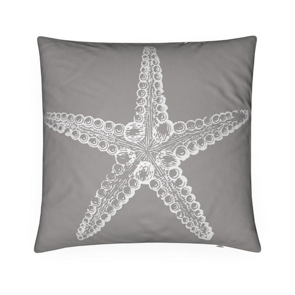 Luxury Twill Cushion – Starfish – White on Grey