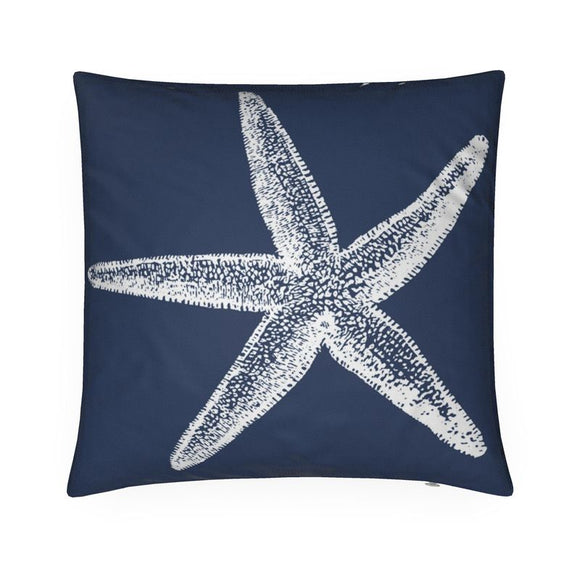 Luxury Twill Cushion – Sea Star – White on Navy
