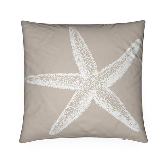 Luxury Twill Cushion – Sea Star – White on Taupe