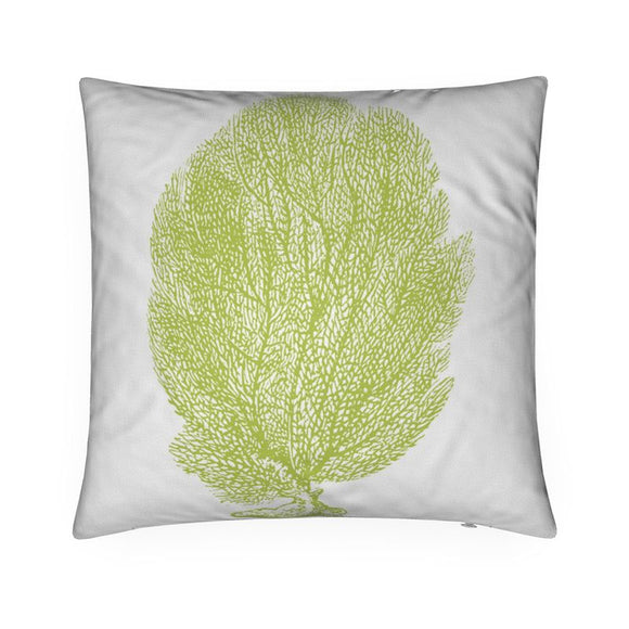 Luxury Twill Cushion – Sea Fan Coral – Lime Green on White