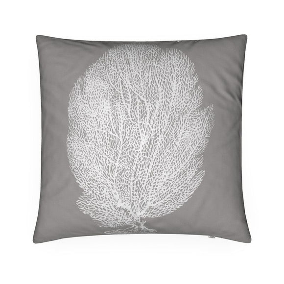 Luxury Twill Cushion – Sea Fan Coral – White on Grey