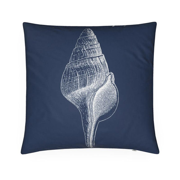 Luxury Twill Cushion – Spindle Shell – White on Navy