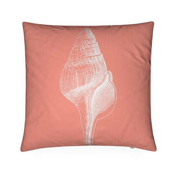 Luxury Twill Cushion – Spindle Shell – White on Coral