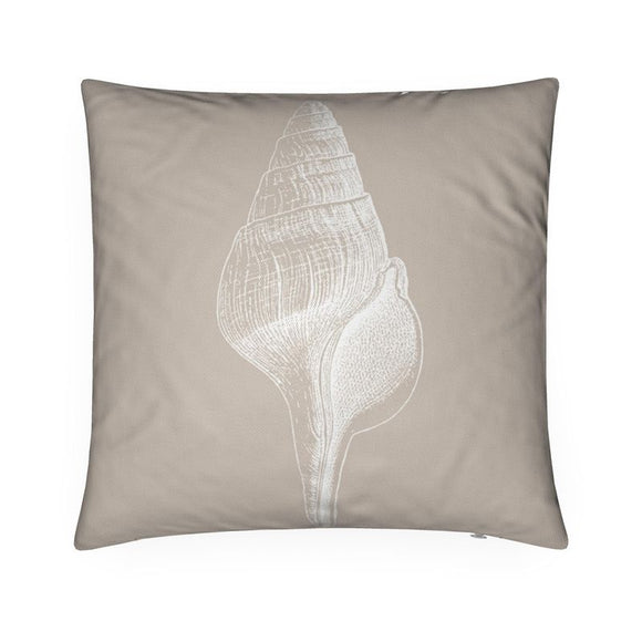 Luxury Twill Cushion – Spindle Shell – White on Taupe