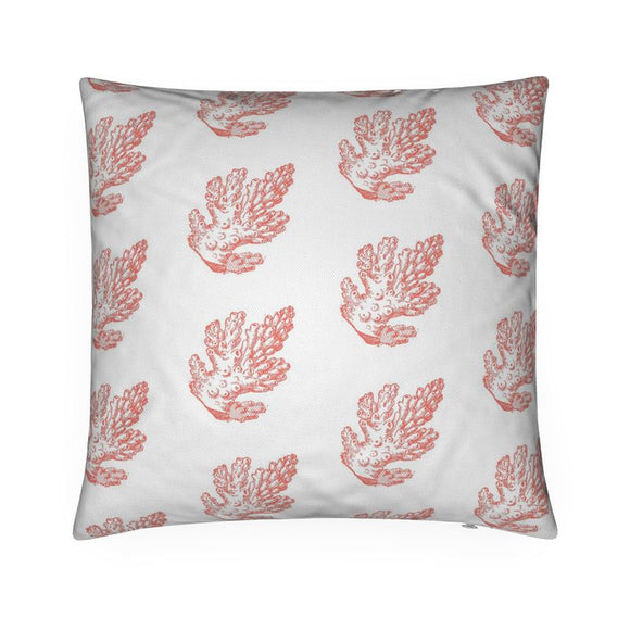 Luxury Twill Cushion - Pillar Coral Pattern - Coral on White
