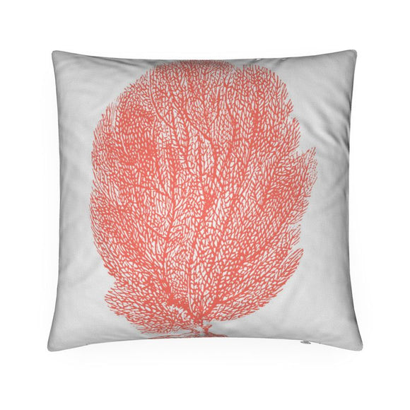 Luxury Twill Cushion - Sea Fan Coral - Coral on White