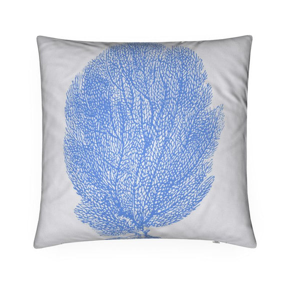 Luxury Twill Cushion - Sea Fan Coral - Cornflower Blue on White