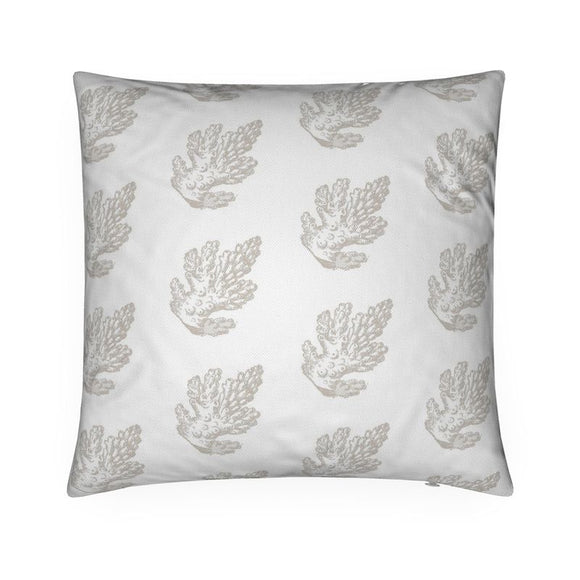 Luxury Twill Cushion - Pillar Coral Pattern - Taupe on White