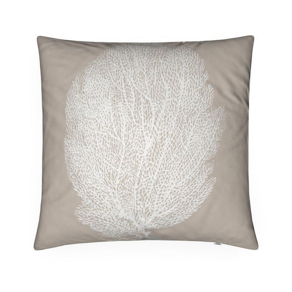 Luxury Twill Cushion - Sea Fan Coral - White on Taupe