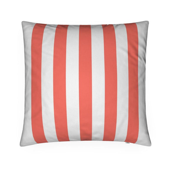 Luxury Twill Cushion - Stripe - Coral & White