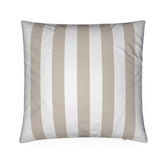 Luxury Twill Cushion - Stripe - Taupe & White