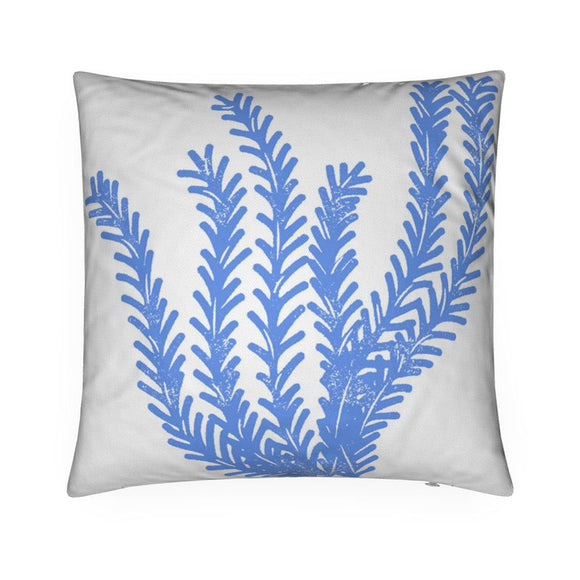 Luxury Twill Cushion - Seagrass - Cornflower Blue on White