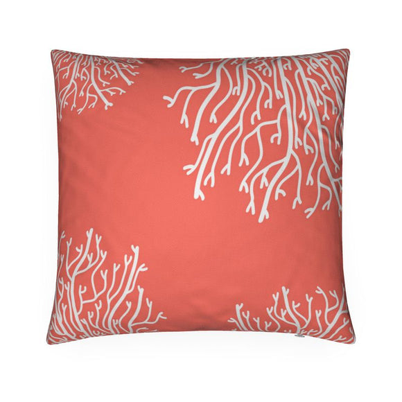 Luxury Twill Cushion - Abstract Coral - White on Coral