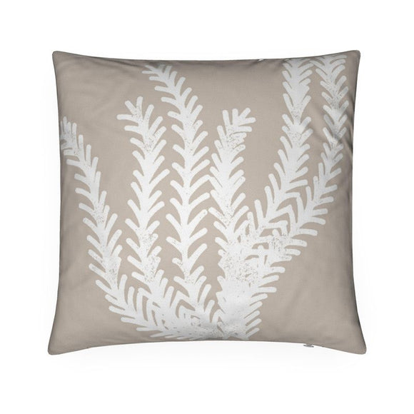 Luxury Twill Cushion - Seagrass - White on Taupe