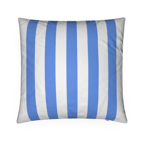 Luxury Twill Cushion - Stripe - Cornflower Blue & White