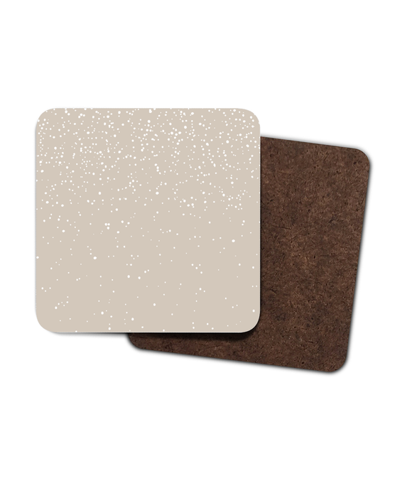 Coasters – Set of 4 – Snow – White on Taupe