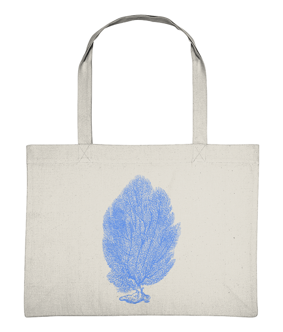 Beach / Shopper Bag – Sea Fan Coral – Cornflower Blue on Natural Cream