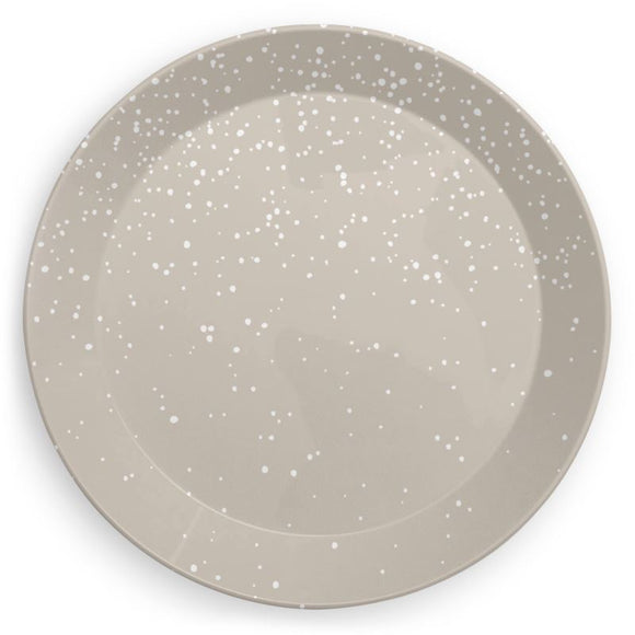 Decorative Plastic Plates – Set of 2 – Snow – White on Taupe