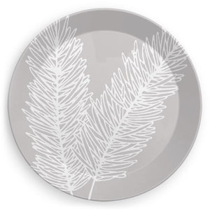Decorative Plastic Plates – Set of 2 – Spruce – White on Grey