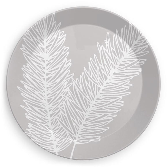 Decorative Plastic Plates – Set of 2 – Spruce – White on Grey