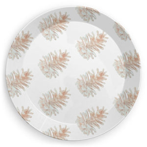 Decorative Plastic Plates – Set of 2 – Cone Pattern – Taupe on White
