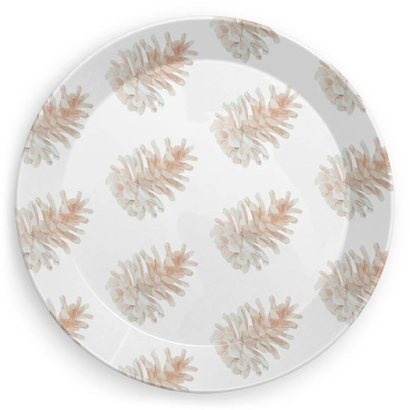 Decorative Plastic Plates – Set of 2 – Cone Pattern – Taupe on White