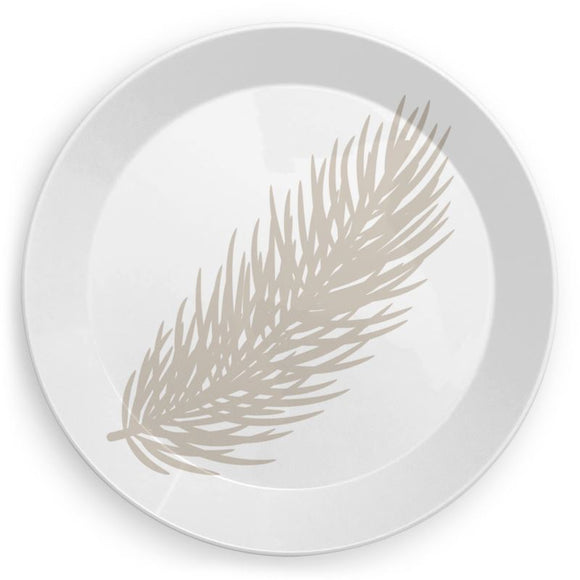 Decorative Plastic Plates – Set of 2 – Fir – Taupe on White