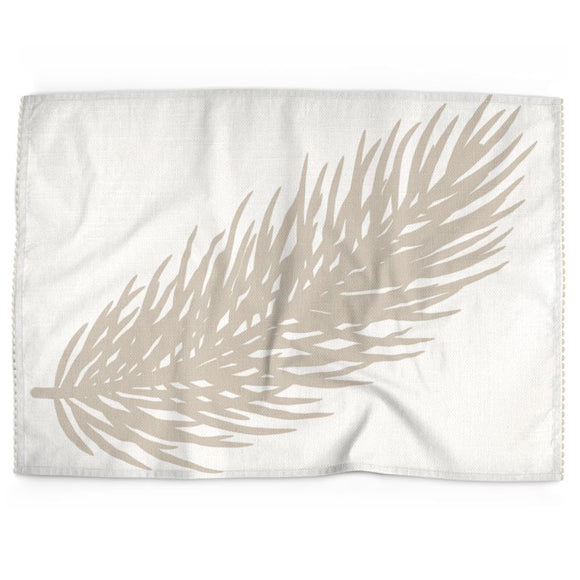 Luxury Cotton-Linen Tea Towel – Fir – Taupe on Ivory