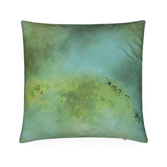 Luxury Velvet Cushion – Abstract Marble – Green / Blue