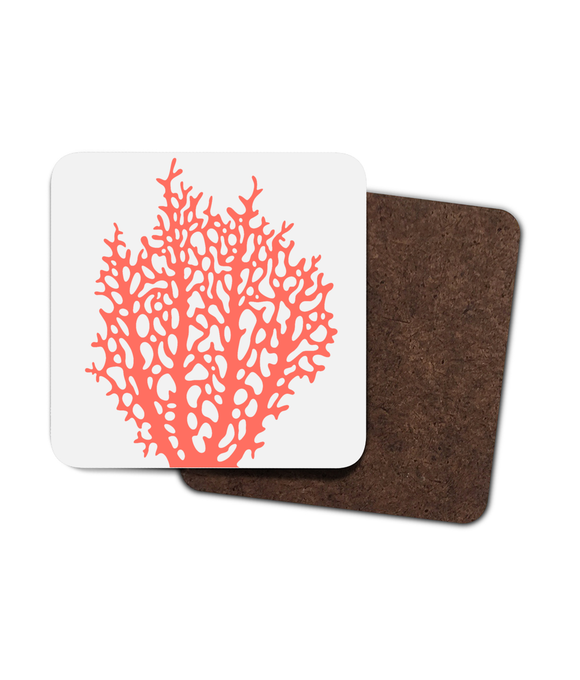 Coasters – Set of 4 - Fiji Coral - Coral on Warm White