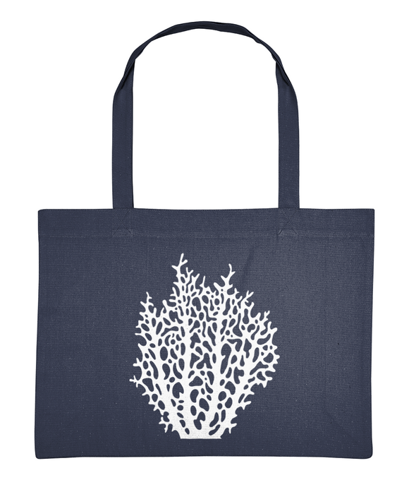 Beach / Shopper Bag – Fiji Coral – White on Midnight Blue