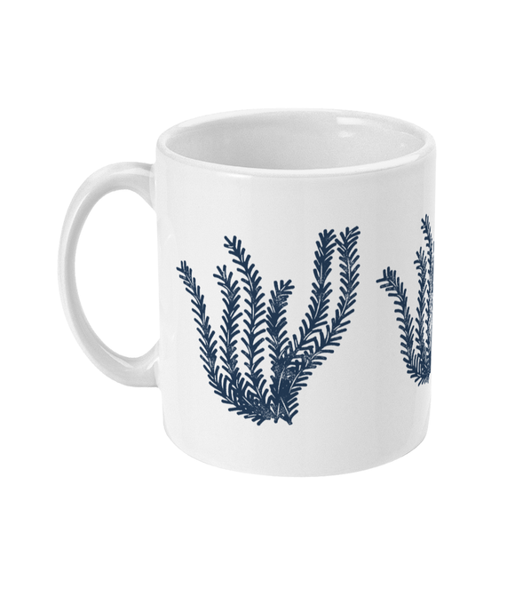 Ceramic Mug - 310ml | 11oz – Seagrass – French Navy Blue on White