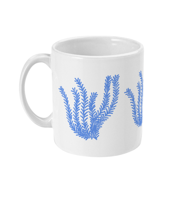 Ceramic Mug - 310ml | 11oz – Seagrass – Cornflower Blue on White