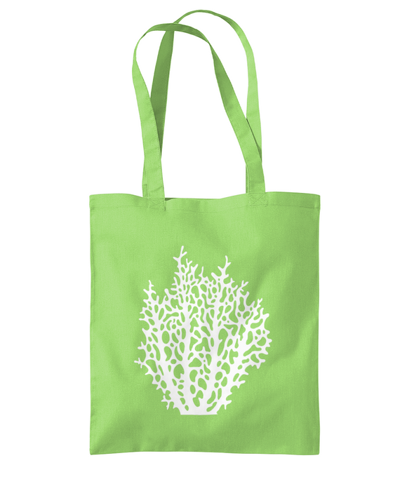 Tote Bag – Fiji Coral – White on Lime Green
