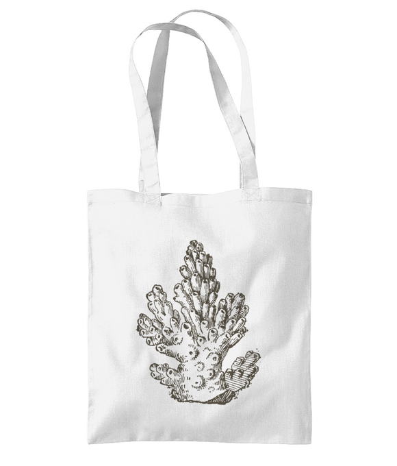 Tote Bag – Pillar Coral – Charcoal Brown on White