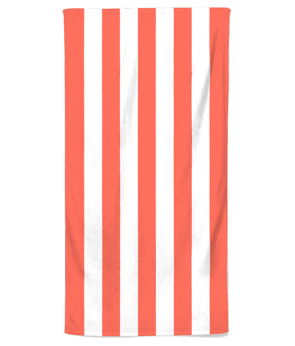 Beach Towel – Coral & White Stripe