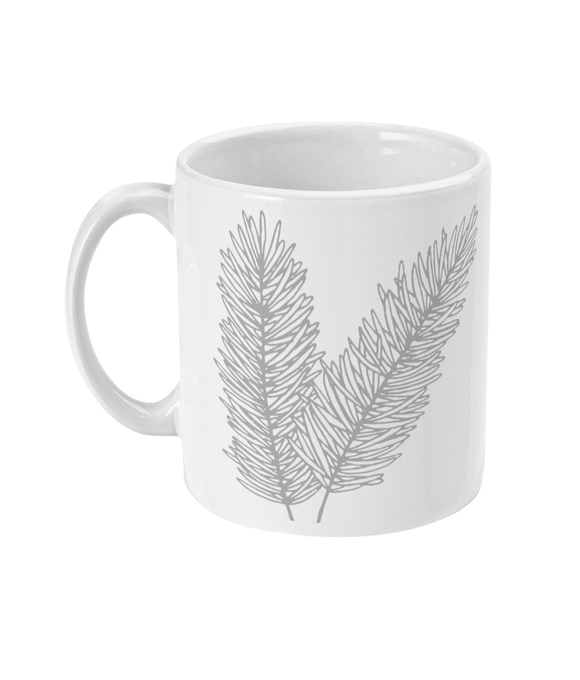 Ceramic Mug - 310ml | 11oz – Spruce – Grey on White